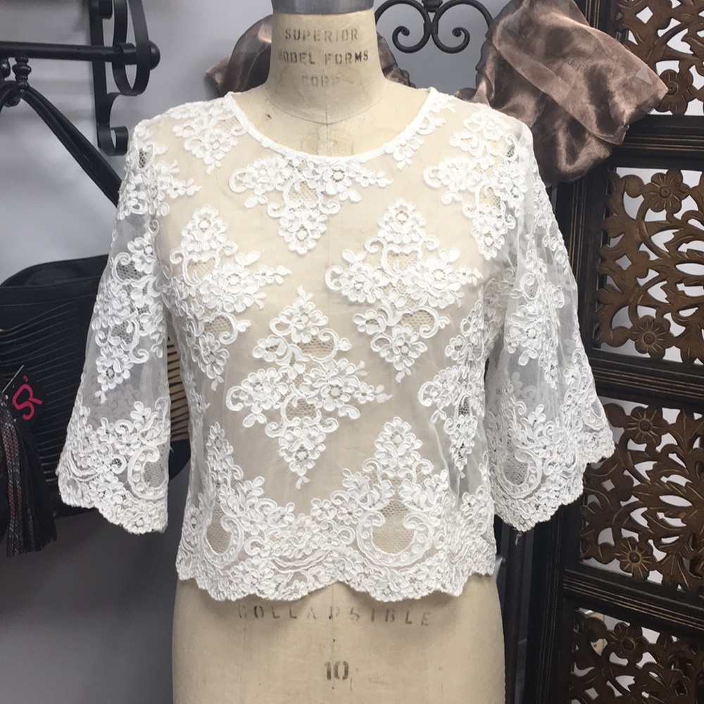 White lace crop top